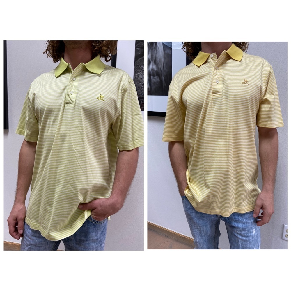 Lot of 2 Oxford Golf M Striped Polo Shirt Cat Cay